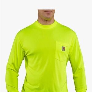 NWT Forced Relaxed Fit Carhartt Men's Lightweight Yellow Long Sleeve Pocket Tee